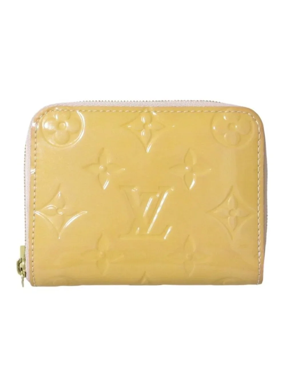 Louis Vuitton Monogram Vernis Zippy Coin Purse Wallet Beige